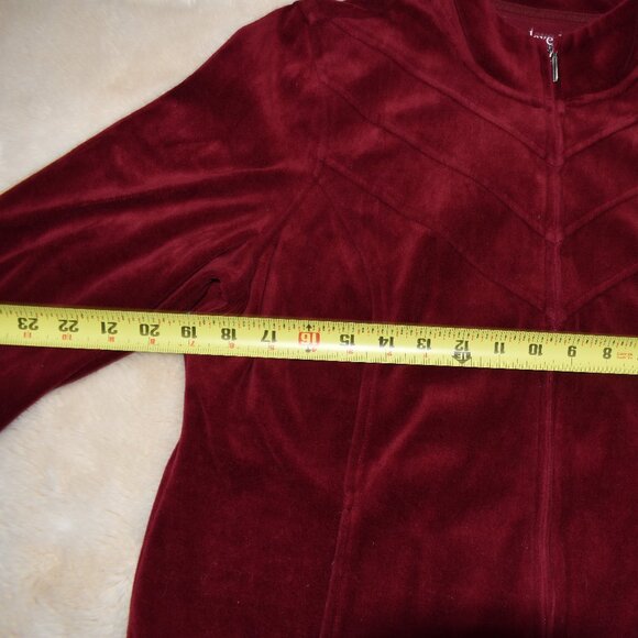 Charter Club Burgundy Velour Jacket & Pants Lounge Set Women’s M/L Cozy Soft - Picture 12 of 13